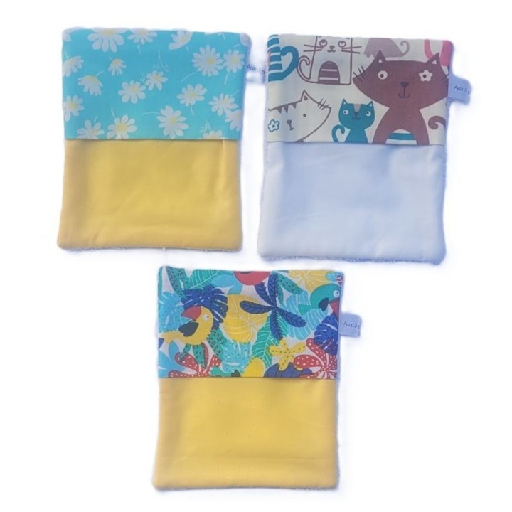 Lot 3 lingettes lavables Fin de série en coton | Aux 3 pti's chats